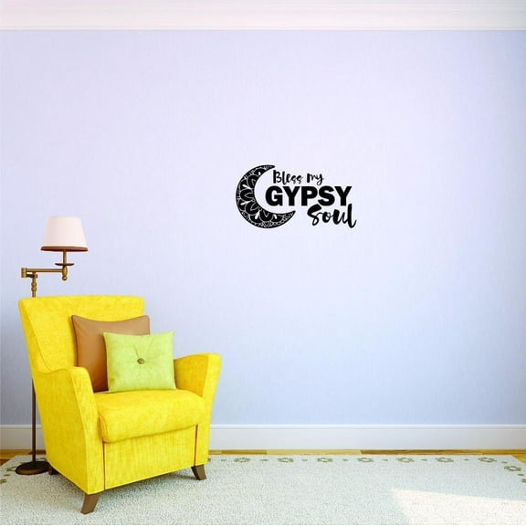 Custom Decals Bless My Gypsy Soul Wall Art Size: 14 X 28 Inches Color: Black