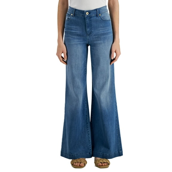 INC International Concepts Womens High Rise Wide Leg Jean Medium Indigo 16