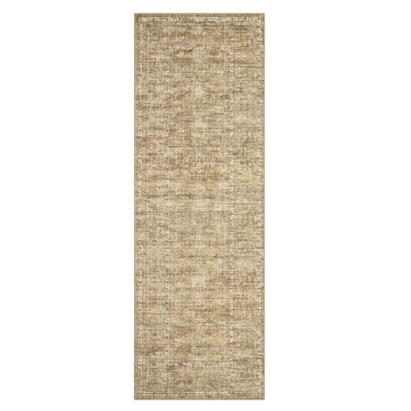 Vintage 2x6 Kitchen Rugs Non Slip Washable Area Rugs for Living Room Low Pile Floor Cover for Entryway Stain Resistant Indoor Carpet for Hallway Beige