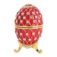thumbnail image 1 of Bunblic Easter Egg Trinket Box Enameled Hinged Trinket Box Organizer Vintage Design Sculpture Storage Box for Mother's Day Gift Rings Red, 1 of 8