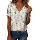 thumbnail image 1 of Blusa Zhyaj de manga corta con cuello en V y estampado floral bohemio para mujer, 1 of 6