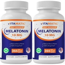 Vitamatic Melatonin 10mg Tablets | Vegetarian, Non-GMO, Gluten Free | 1 Year Supply | Natural Berry Flavor - 365 Tablets- 2 Pack