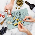 thumbnail image 5 of Queen Cutting Board, Vintage Grunge Here Sits the Queen Words Antique Crown Royalty Theme Hipster, Decorative Tempered Glass Cutting and Serving Board, Small Size, Charcoal Grey White, by Ambesonne, 5 of 5