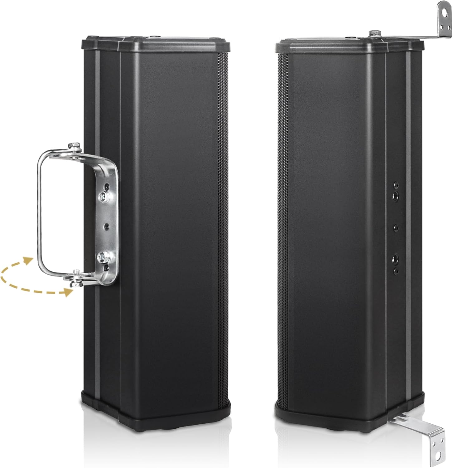 Sound Town Commercial Restaurant Bluetooth Amplifier + Column Speaker Set, with One 2-Zone 70V/100V Amplifier with Bluetooth, 2 x All-Weather Dual 5-Inch Column Speakers, Black (PAC80X2CL25B)