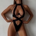thumbnail image 1 of Lencería sexy europea y americana con tirantes para mujer, escote en V, sin espalda, tentación, pecho fruncido, moldeadora de cuerpo, ropa de una pieza, 1 of 5