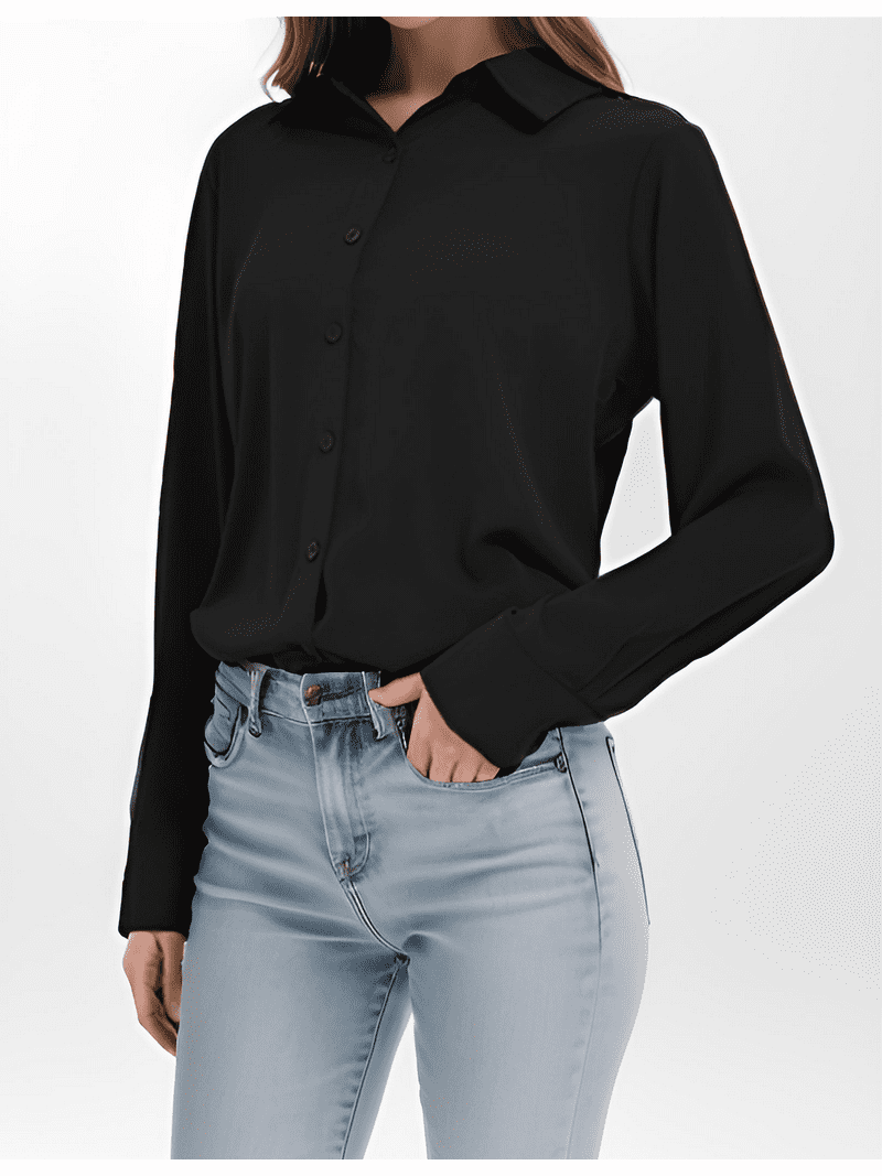 売れ筋商品|||ボス シャツ レディース トップス BAVATI - Blouse - black Weardear Black Blouses for Women Dressy Casual Long Sleeve