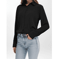 thumbnail image 6 of Weardear Black Blouses for Women Dressy Casual Long Sleeve Button Down Shirt Collared Work Office Business Chiffon Blouse Shirt Tops, 6 of 7