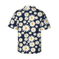 thumbnail image 4 of Xecao Daisy Floral print Hawaiian shirt - a stylish short-sleeve button-down for men, perfect for casual beach and tropical outings., 4 of 9
