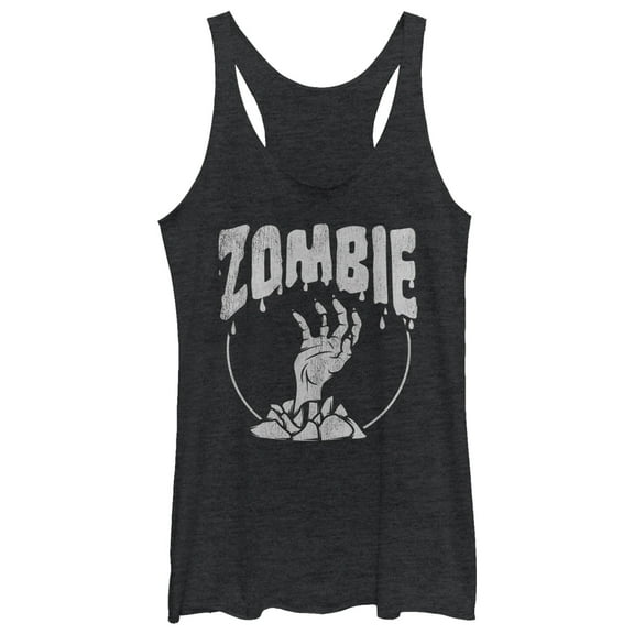 Women's CHIN UP Halloween Zombie Attack  Racerback Tank Top Black Heather Medium