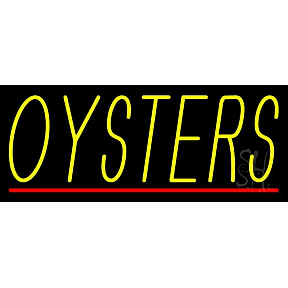 Oysters Block 1 LED Neon Sign 13" Tall x 32" Wide - inches Black Square Cut Acrylic Backing, with Dimmer - Premium built indoor Sign for Club, Home décor, Event, Workshop, Storefront.
