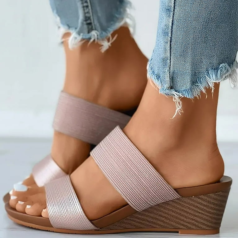 CBGELRT Womens Sandals Rose Gold Jelly Sandals for Women Size 8