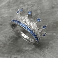 thumbnail image 4 of Mooneye 1.44 Ctw Round Shape Blue Cz Gemstone 925 Sterling Silver Crown Valentines Day Gifts Ring, 4 of 5