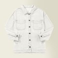 thumbnail image 2 of Tqcoqu Women's Jean Jacket Oversized Boyfriend Button Up Long Sleeve Split Trendy Denim Jackets, 2 of 9