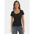 thumbnail image 2 of Women's T Shirts Short Sleeve Scoop Neck Basic Going Out Tops Fashion Slim Fit Tee, 2 of 6