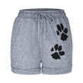 thumbnail image 4 of Usmixi Summer Shorts for Women Fashion Elastic Waist Dog Paws Print Short Pants Soft Cotton Drawstring Plus Size Shorts with Pocket Gray XXXL, 4 of 5