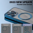 thumbnail image 2 of Magnetic Clear for iPhone 15 Pro Max Case [Compatible with MagSafe] [Full Camera Lens Protection] Luxury Plating Women Girls Men Cover Shockproof Phone Case for iPhone 15 Pro Max Blue, 2 of 14