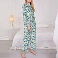 thumbnail image 3 of Picia Floral In Blue Pattern Women’s Long-Sleeve Sleepwear Set - Soft 2-Piece Loungewear with Pockets, Comfy PJs for Relaxing Nights-Large, 3 of 7
