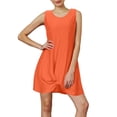 thumbnail image 2 of Womens Summer Sundress Ruffle Solid Color Round Neck Short-sleeved Dress A-Line Casual Loose T-Shirt Beach Sundress, 2 of 8