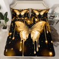 thumbnail image 2 of Homewish Romantic Butterfly Animal Twin Sheet Sets, Gold Sequin Print Twin Fitted Sheet, Couple Anniversary Flat Sheet, Luxury Bedroom Decor, 3-Piece, 2 of 7