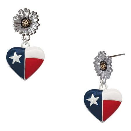 Delight Jewelry Silver-tone Texas Lone Star Heart – Two-tone Daisy Flower Post Earrings Delight Jewelry Silver-tone Texas Lone Star Heart – Two-tone Daisy Flower Post Earrings