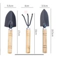 thumbnail image 2 of Varilla gruesa: juego de 3 piezas: mini herramientas de jardinería, pala, rastrillo, pala, plantas suculentas en maceta, herramientas de jardinería, garra con mangos de madera, 2 of 5