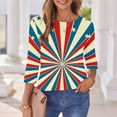 thumbnail image 3 of Juslio Womens Blouses 3/4 Sleeve Flowers Tops Crew Neck Casual Blouses Multicolor L, 3 of 6