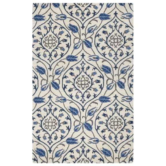 Alora Decor Liberty 10' x 14' Ornamental Ivory/Blue/Gray/Navy Area Rug