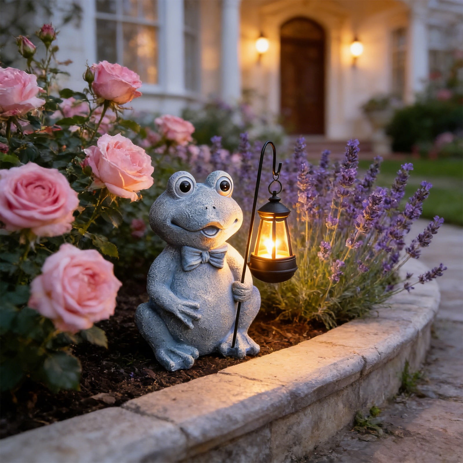 Chanana Frog Solar Garden Statues,Resin Frog Figurine Decorations with Solar Lights Lantern, Outdoor Figurines Lawn Garden Statue Decor Art for Lawn,Yard,Balcony Ornament,Gift for Home Mom