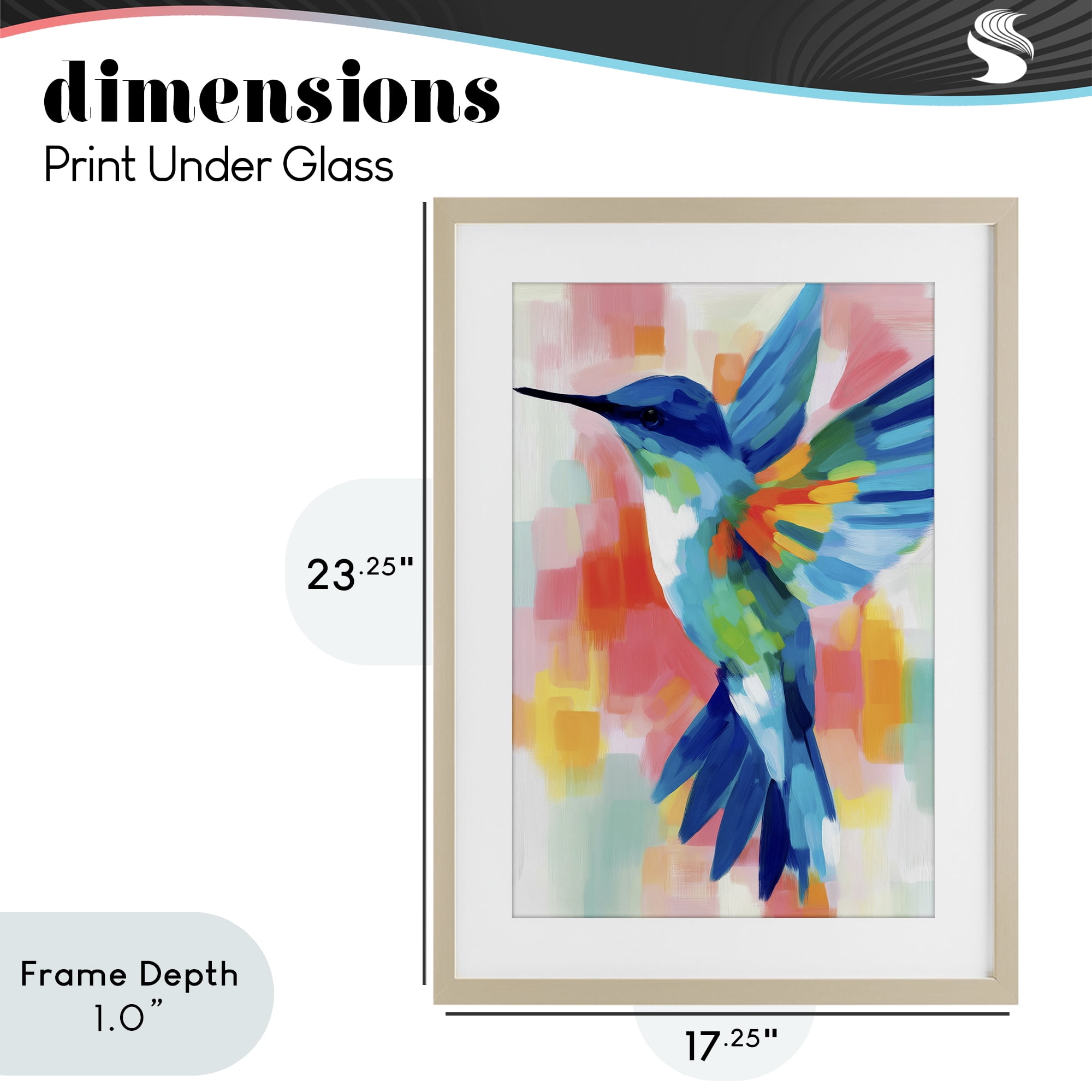 Stupell Industries Blue Hummingbird in Flight Birch Framed Print Under Glass, design by Chromatic Storm Studio