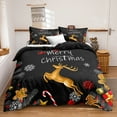 thumbnail image 4 of Move Over Christmas Duvet Cover Set Boys Girls Bedding Sets Queen Gold Deer Snowflake Pattern Microfiber No Filling, 4 of 8