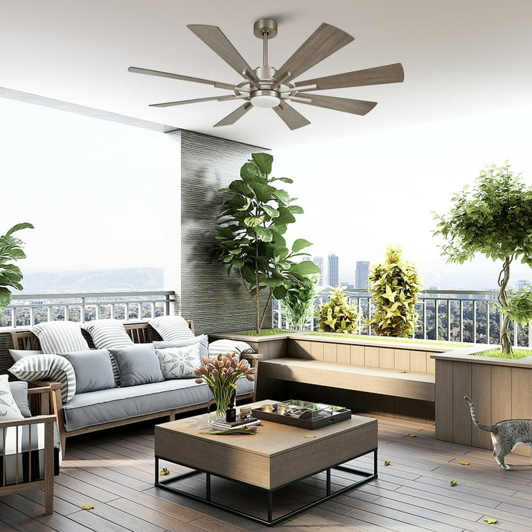 60 Inch Large Indoor/Outdoor Ceiling Fan with LED Light and Remote