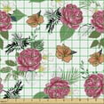 thumbnail image 2 of Ambesonne Floral Fabric by the Yard Upholstery, English Garden Wild Roses, 10 Yards, Burnt Sienna Magenta, 2 of 5