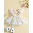 thumbnail image 2 of Wassery Infant Baby Girls Summer Romper Dresses Princess Elegant Fly Sleeve Ruffle Flower Lace Tulle A-line Dress Birthday Party Outfits, 2 of 9