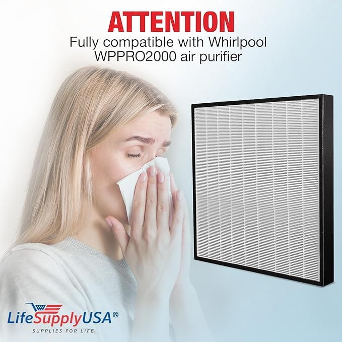 1183050K HEPA Replacement Filter Compatible with Whirlpool Whispure Whispure Pro 2000 WPPRO2000 Series Air Purifiers by LifeSupplyUSA