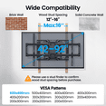thumbnail image 3 of MountFTV Full Motion TV Wall Mount Bracket for 42-92 Inch TVs, Holds up to 132 lbs, Max 600x400mm, 6 Articulating Arms Heavy Duty TV Wall Mount with Tool-Free Tilt, Fits 12"/16" Wood Studs, 3 of 9