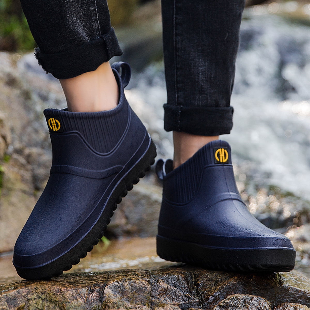 AUXDIQ Rain Boots Men Short Ankle Women Waterproof Rain Boots Outdoor Garden Shoes