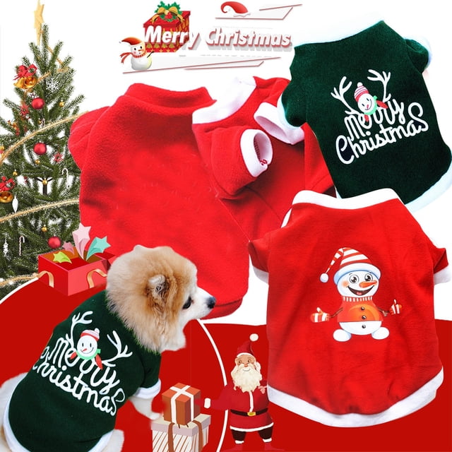 Xihbxyly Abrigo de Invierno para Perro, Diseño con Estampado Navideño, Suave Felpa, Cálido y Moderno, Ideal para Viajes de Invierno y Vacaciones. Disponible En Varios Tamaños, de Xs a L.