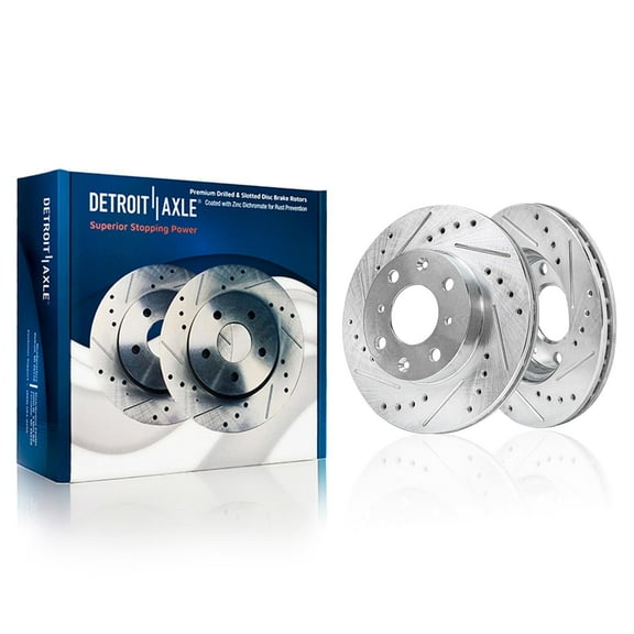 Detroit Axle - 9.45" inch Front Drilled and Slotted Disc Brake Rotors Replacement for Honda Civic, Civic Del Sol, CRX