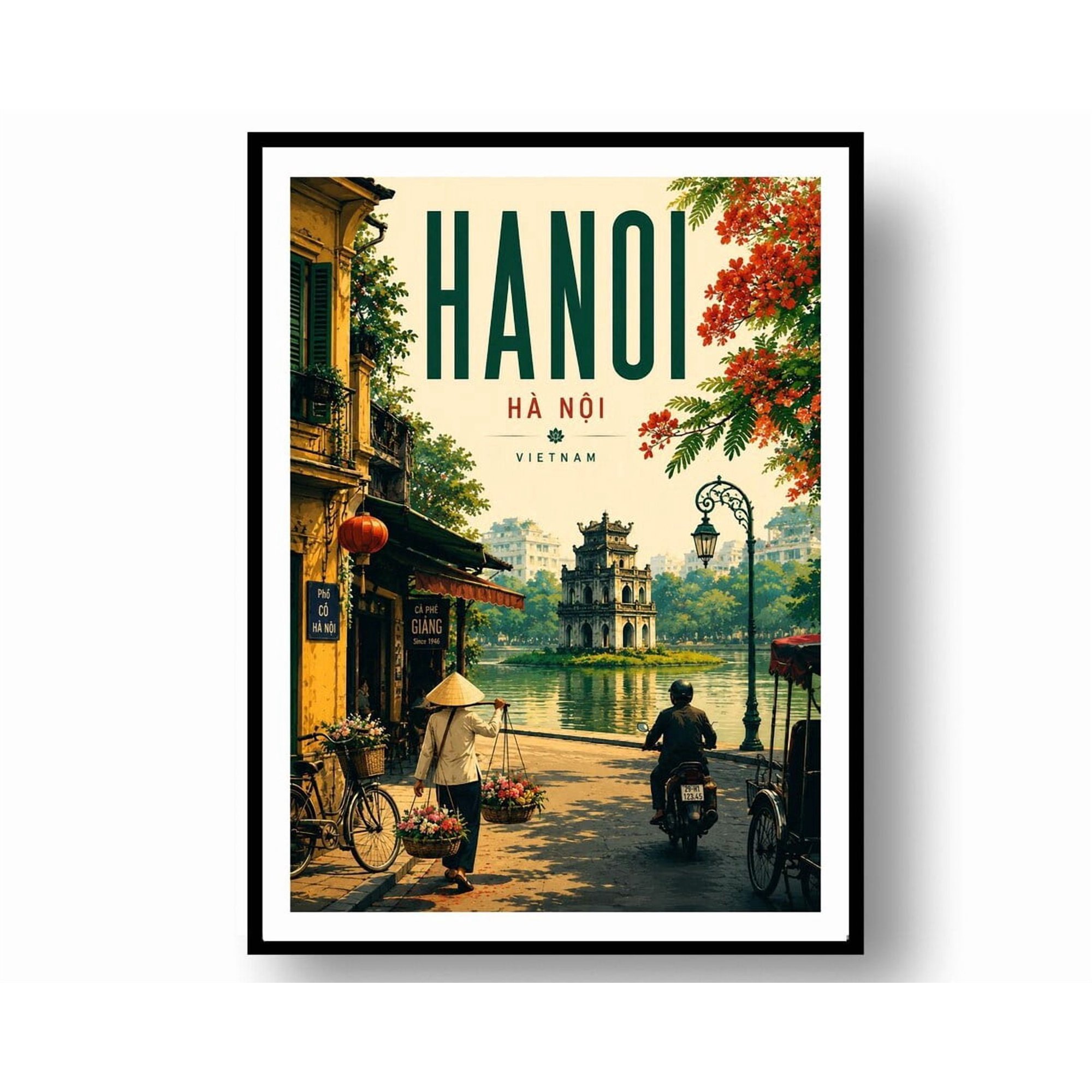 Hanoi Travel Poster Print Wall Decor