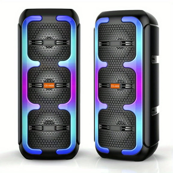 3000W Cool Dual Subwoofers Speaker, Heavy Bass Loud Stereo Soundbox with USB TF AUX Input, with TWS TV Audio Compatibility Perfect for Indoor And Outdoor Events, Parties, And Gatherings