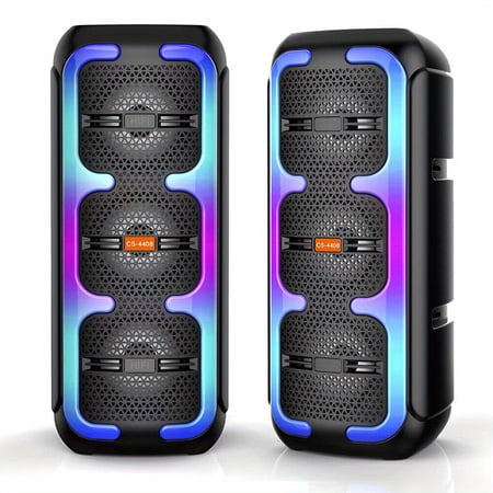 3000W Cool Dual Subwoofers Speaker, Heavy Bass Loud Stereo Soundbox with USB TF AUX Input, with TWS TV Audio Compatibility Perfect for Indoor And Outdoor Events, Parties, And Gatherings