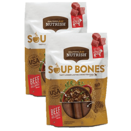 (2 Pack) Rachael Ray Nutrish Soup Bones Dog Treats, Beef & Barley Flavor, (Best Bones For Beef Stock)