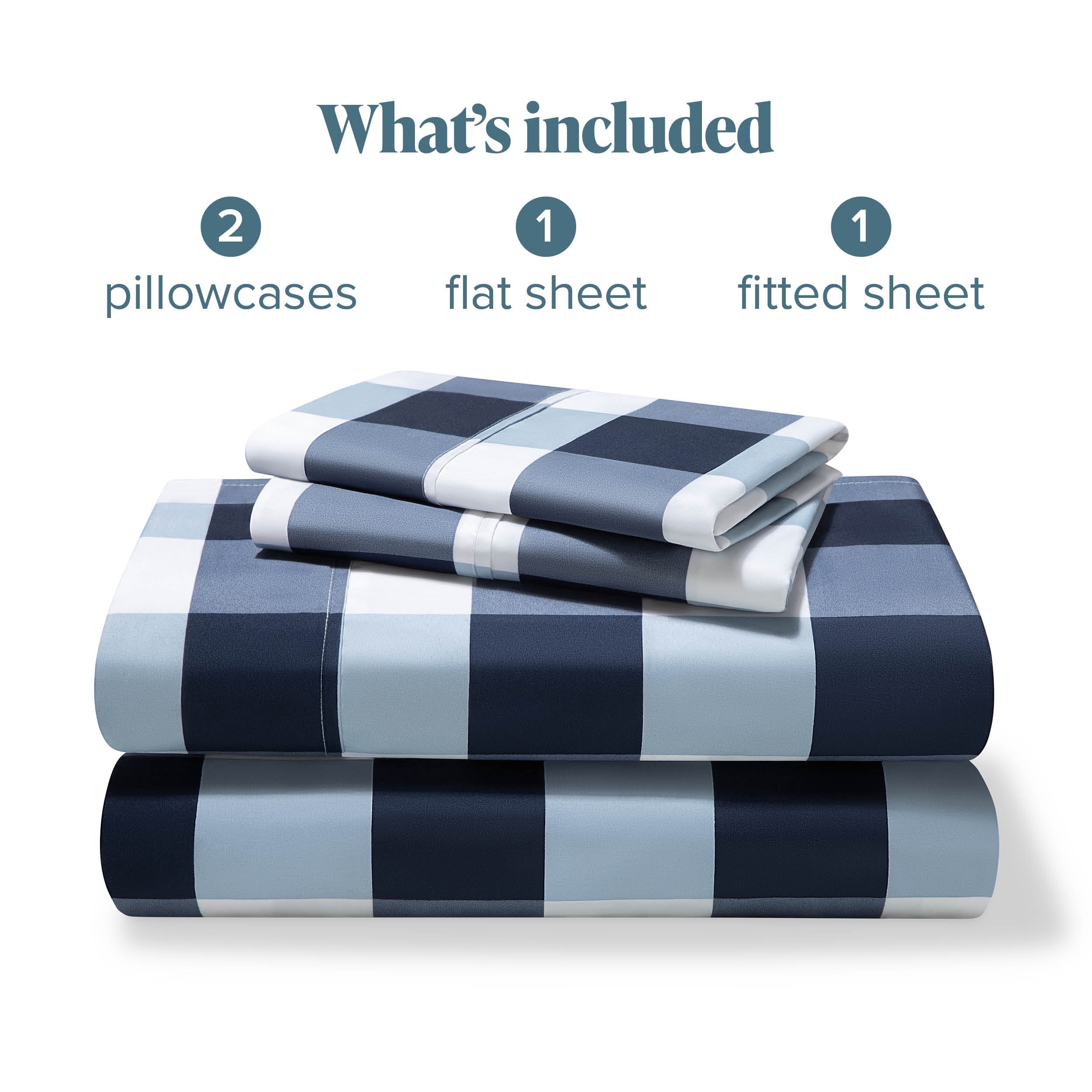 Bare Home Ultra-Soft Sheet Set - Premium 1800 Collection - Deep Pockets - 4-Pieces - King, Gingham Blue