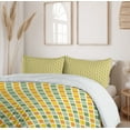 thumbnail image 6 of Ambesonne Retro Duvet Cover Sets, Classic Checkered Striped, 2-Queen, Marigold Green Cream, 6 of 7