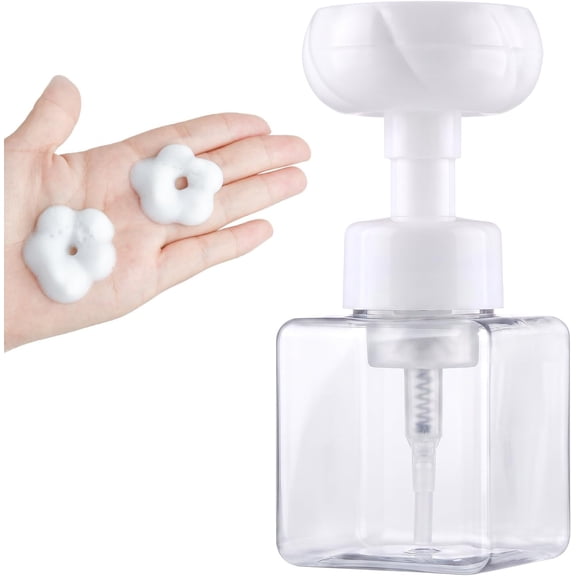 Eliaeconx Foaming Soap Dispenser, 8.8oz Flower Foam Pump Bottle Shatterproof PET Refillable for Kids Bathroom Kitchen
