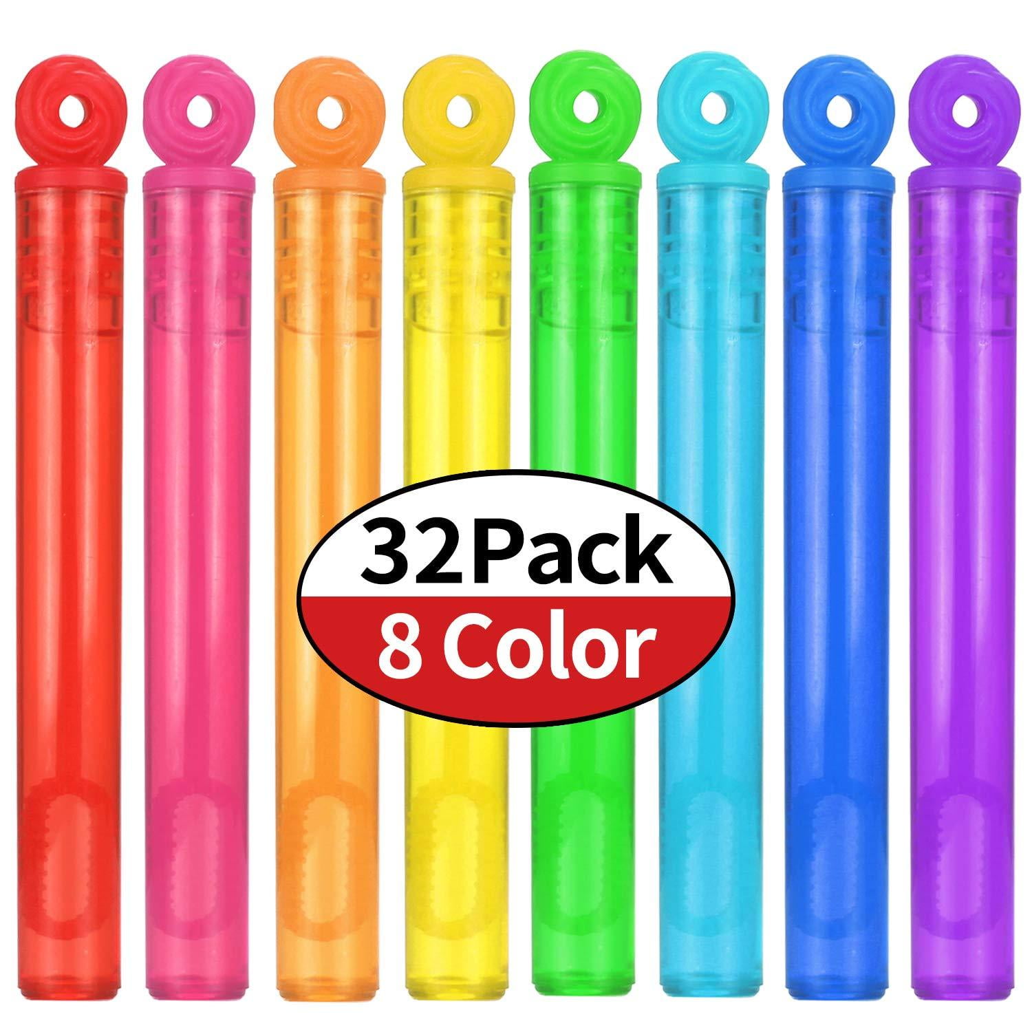 32-Piece 8 Colors Mini Bubble Wands Assortment Party Favors Toys for Kids Child, Christmas Celebration,Thanksgiving New Year, Themed Birthday,Wedding, Bath Time,Summer Outdoor Gifts for Gi