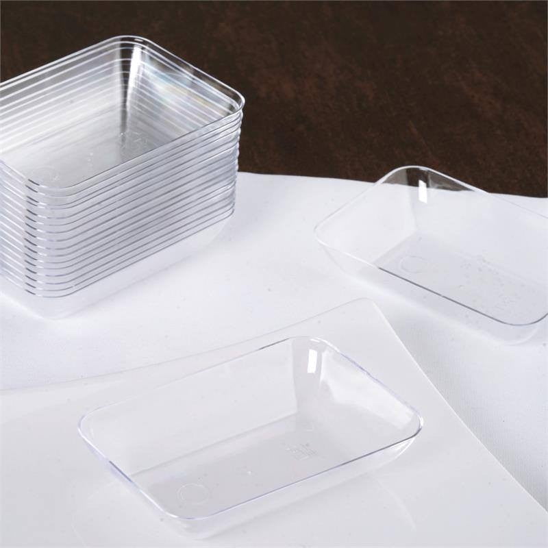 Efavormart 20 Pack - 3' Clear Mini Plastic Appetizer Plates, Rectangular Disposable Dessert Plates for Wedding, Birthday, Reception, Buffet, Upscale Occasions, Catered, Restaurants