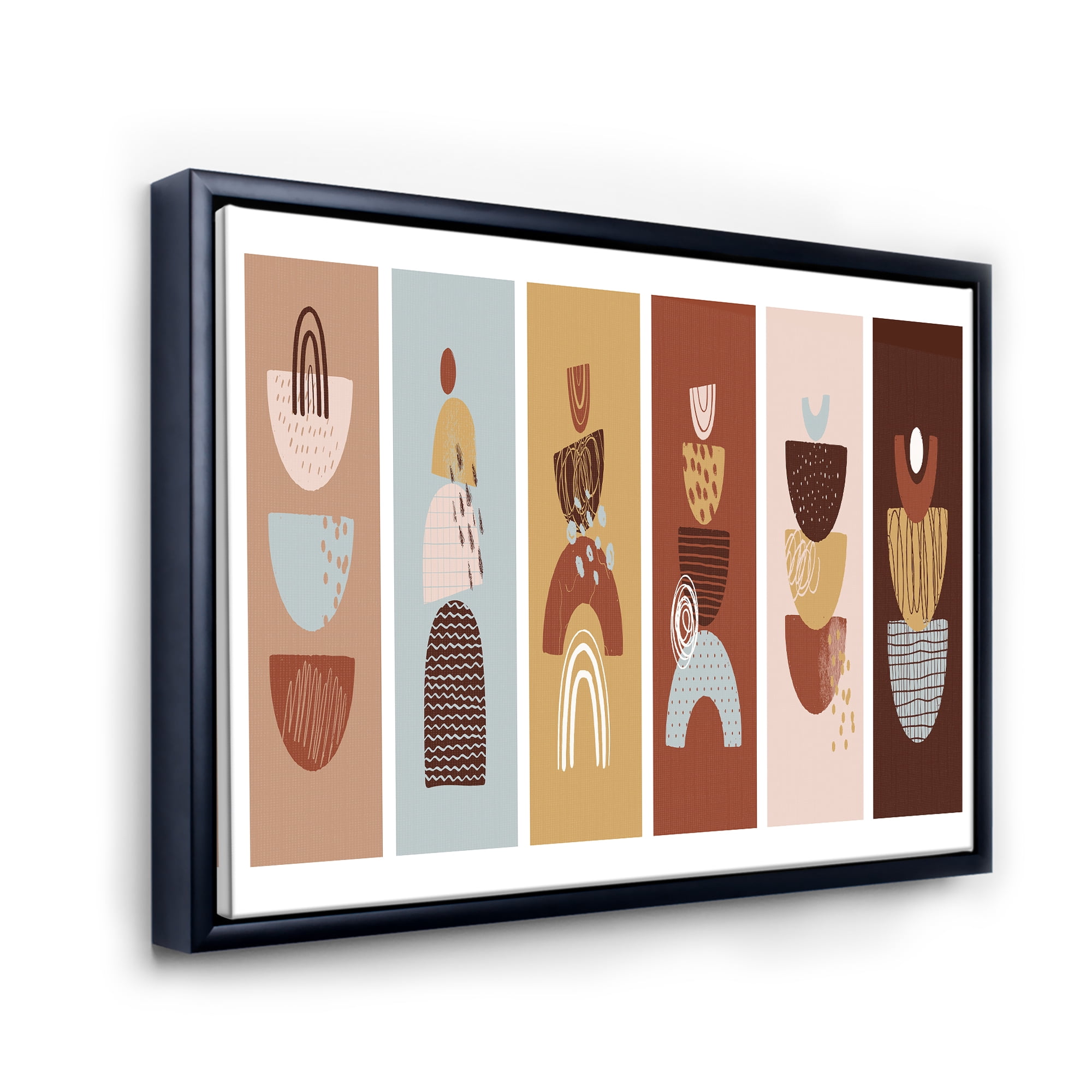 Designart 'Compostion Minimalistic of Organic Shapes II' Modern Framed Canvas Wall Art Print