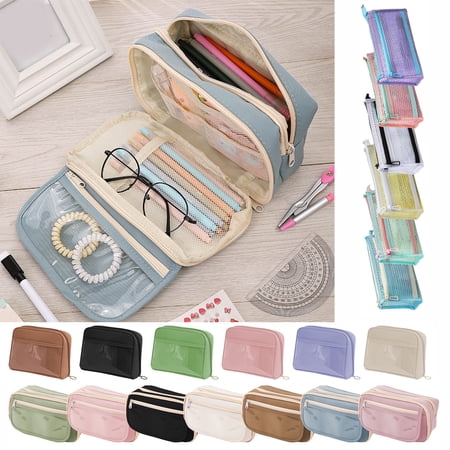 FEOLGEHLY Pencil Case Pencil Boxes Big Pencil Bag Pouch Pen Case Large Capacity Pencil Case Organizer Pencil Pouch Stationery Storage Makeup Bag Office Supplies (Purple Pencil Case_E005)