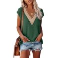 thumbnail image 1 of Tops de verano con manga casquillo para mujer, camisetas sin mangas a la moda con encaje y cuello en V, camisas holgadas S-XXLVerdeMedio esquí esquí Gafas de esquí, 1 of 3